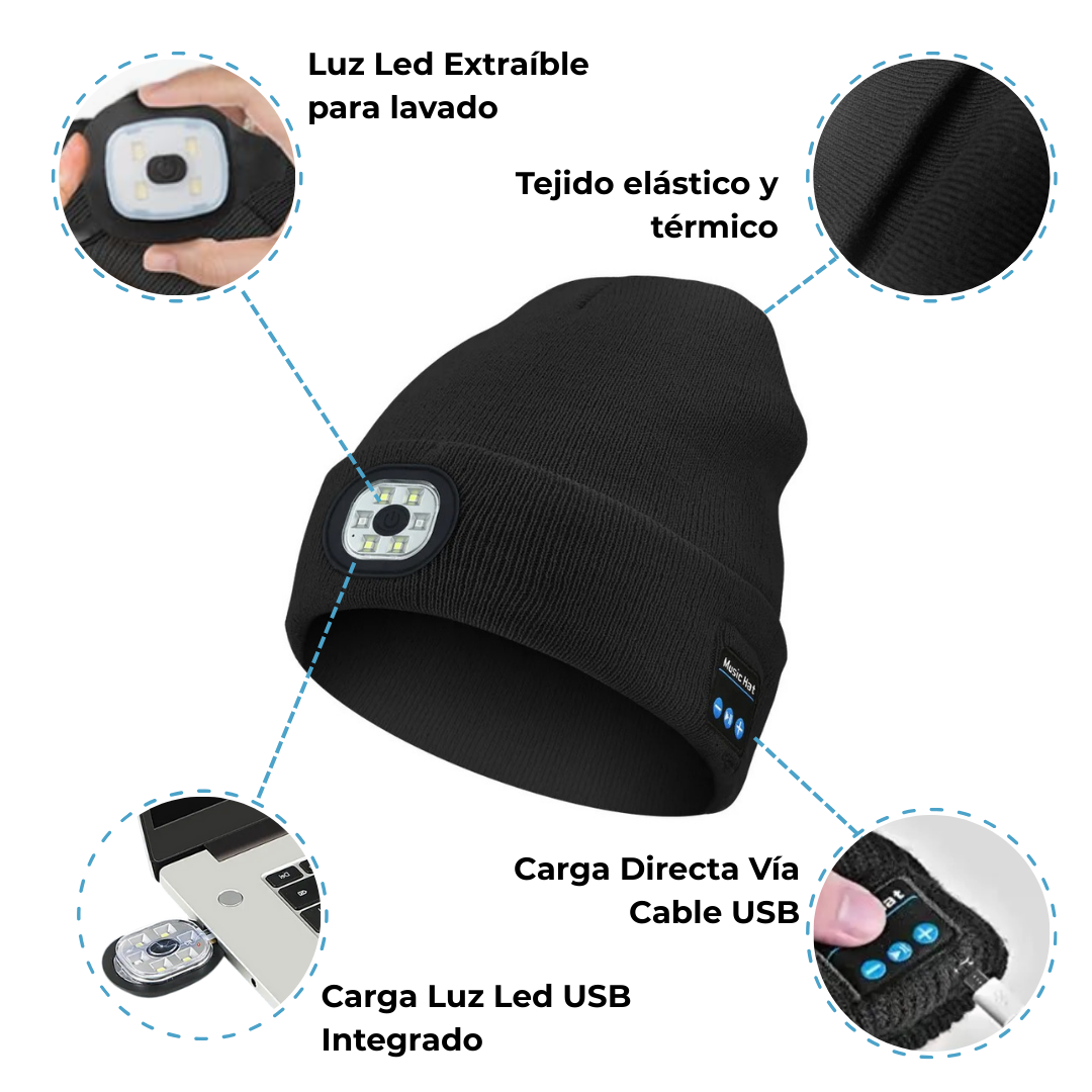 Gorro con Bluetooth y Luz