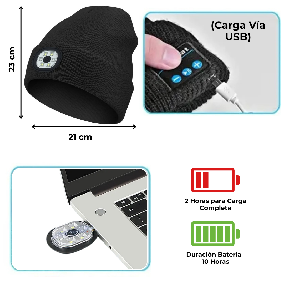Gorro con Bluetooth y Luz